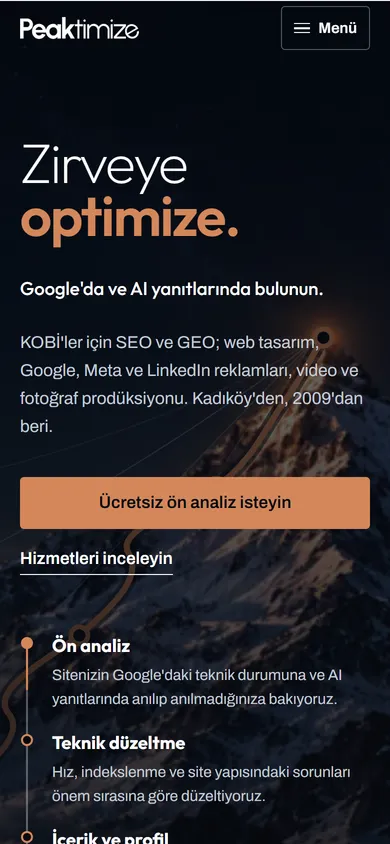 Ana sayfanın telefondaki tasarlanmış hali